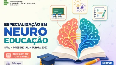 IFRJ abre 20 vagas gratuitas em Especialização em Neuroeducação presencial. Inscrições até 11 de setembro de 2026; confira cronograma e requisitos.