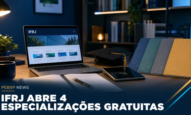 IFRJ abre 170 vagas em 4 especializações gratuitas (EAD e semipresencial). Inscrições até 11/09/2026, ingresso em 2027. Confira vagas de cada curso.