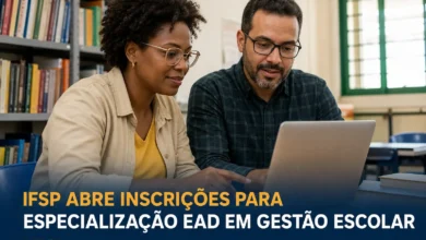 IFSP abre 50 vagas gratuitas em especialização EaD em Gestão Escolar, com 30% para ações afirmativas. Inscrições até 7 de setembro; veja como participar.