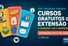 IFSP oferece 350 vagas em nove cursos gratuitos, com opções EAD e semipresencial. Inscrições vão até 27 de agosto. Confira requisitos e cursos.