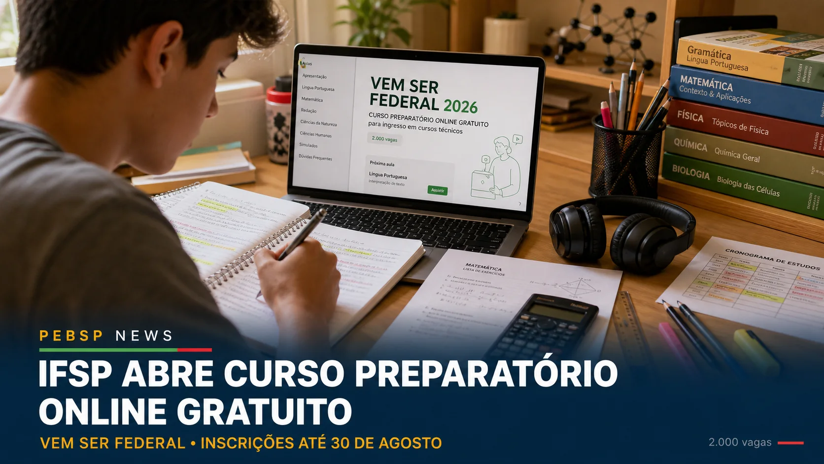 Curso preparatório gratuito do IFSP tem 40h, é 100% EAD e aceita candidatos a partir de 12 anos. Veja o edital do "Vem Ser Federal 2026".
