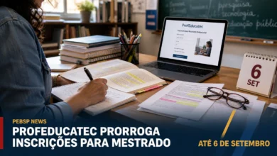 ProfEducatec prorroga até 6 de setembro as inscrições para mestrado em tecnologias educacionais. Seleção oferece 130 vagas em nove universidades.
