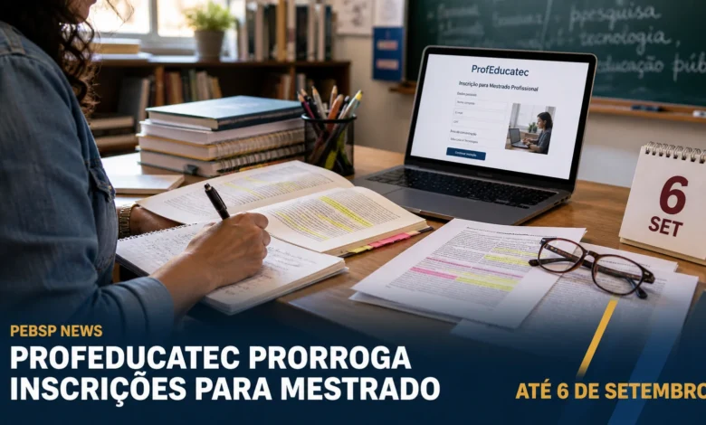 ProfEducatec prorroga até 6 de setembro as inscrições para mestrado em tecnologias educacionais. Seleção oferece 130 vagas em nove universidades.