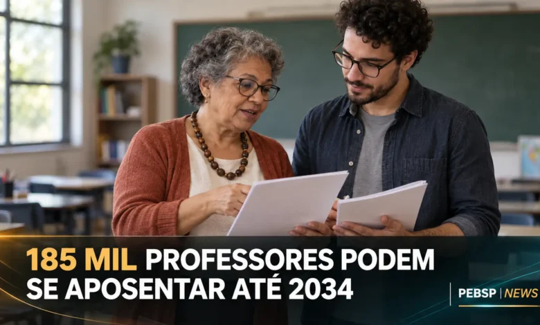 185 mil professores estaduais podem se aposentar até 2034. Levantamento aponta pressão na renovação de redes e desafios previdenciários. Análise.