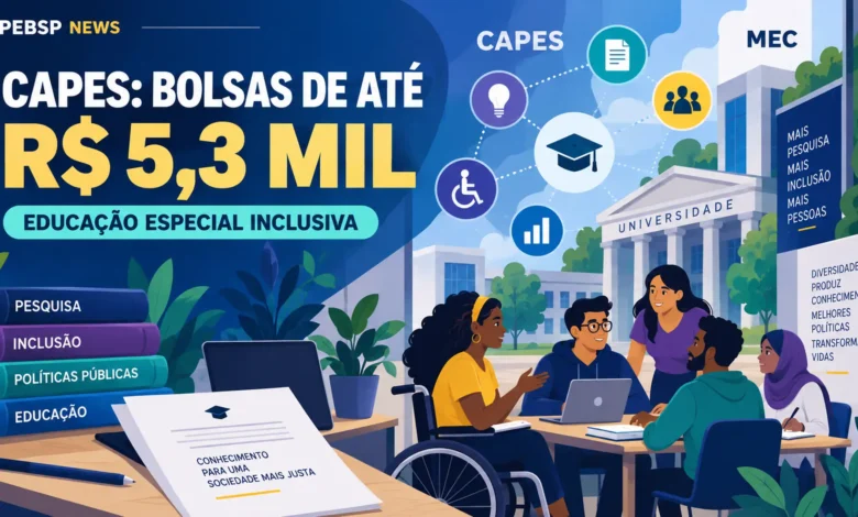 Capes abre o Obeduc-EI para financiar pesquisas sobre Educação Especial Inclusiva, com bolsas de até R$ 5,3 mil e prazo até 5 de outubro.