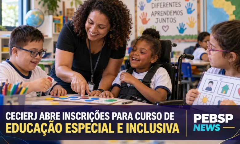 Cecierj abre 1.000 vagas gratuitas em Educação Especial e Inclusiva, com formação em AEE, autismo e deficiência visual. Inscrições até 27 de setembro.