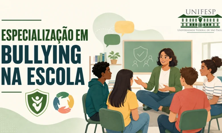 UNIFESP e UAB abrem 300 vagas gratuitas na especialização EaD em Bullying, Violência, Preconceito e Discriminação na Escola. Inscrições até 20/09/2026.