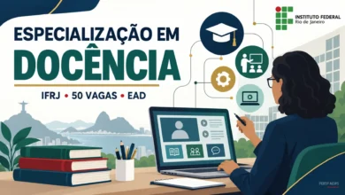 IFRJ abre 50 vagas na Especialização em Docência para Educação Profissional EAD gratuita; inscrições até 11 de setembro de 2026.