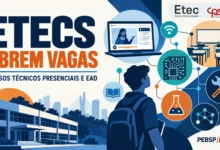 Inscrições abertas para o Vestibulinho Etec 2027. Acesse o edital e confira as modalidades de cursos técnicos gratuitos com centenas de vagas.