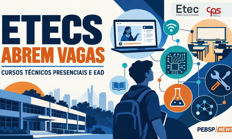Inscrições abertas para o Vestibulinho Etec 2027. Acesse o edital e confira as modalidades de cursos técnicos gratuitos com centenas de vagas.