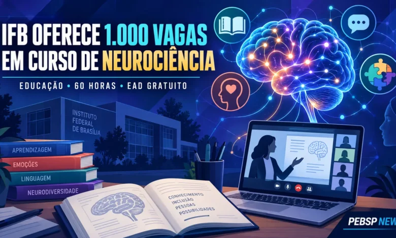 IFB abre 1.000 vagas gratuitas para o curso de extensão e EaD de Neurociência na Educação, com 60 horas e inscrições até 15/09.