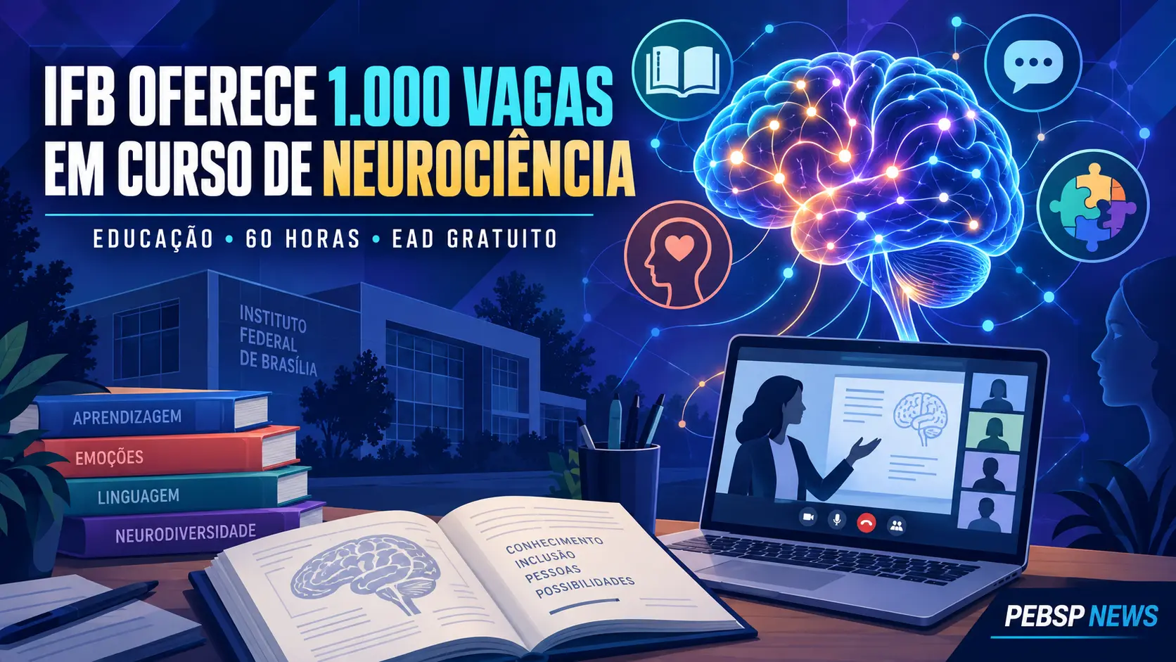 IFB abre 1.000 vagas gratuitas para o curso de extensão e EaD de Neurociência na Educação, com 60 horas e inscrições até 15/09.