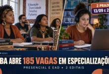 IFBA oferece 185 vagas em 2 especializações gratuitas, presenciais e EaD. Inscrições variam de encerradas a 24 de setembro; confira o comparativo.