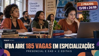 IFBA oferece 185 vagas em 2 especializações gratuitas, presenciais e EaD. Inscrições variam de encerradas a 24 de setembro; confira o comparativo.