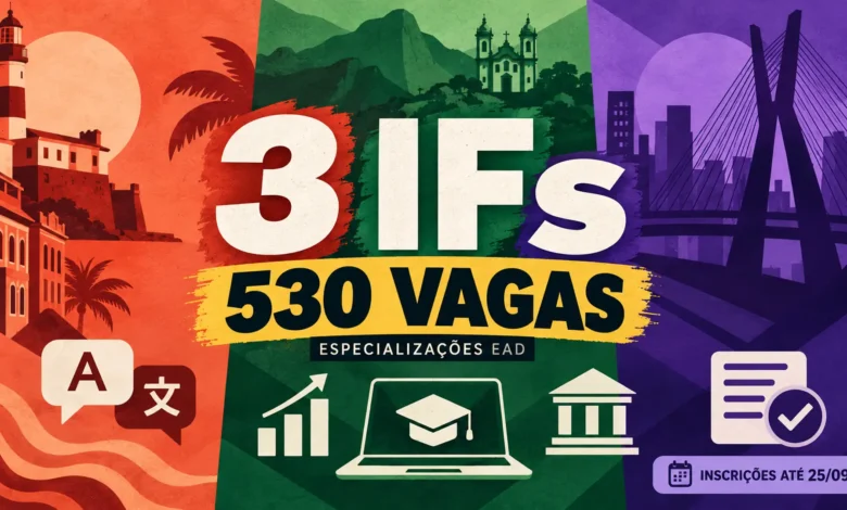 IFBA, IFMG e IFSP somam 530 vagas em especializações gratuitas EAD