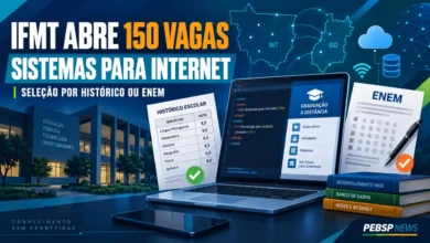 IFMT abre 150 vagas em Tecnologia em Sistemas para Internet, distribuídas em 7 polos, por histórico escolar ou ENEM. Inscrições até 20/09/2026, confira.
