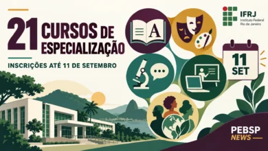 IFRJ abre 521 vagas em 21 especializações gratuitas para 2027, com opções presenciais, semipresenciais e EAD. Inscrições terminam em 11 de setembro.