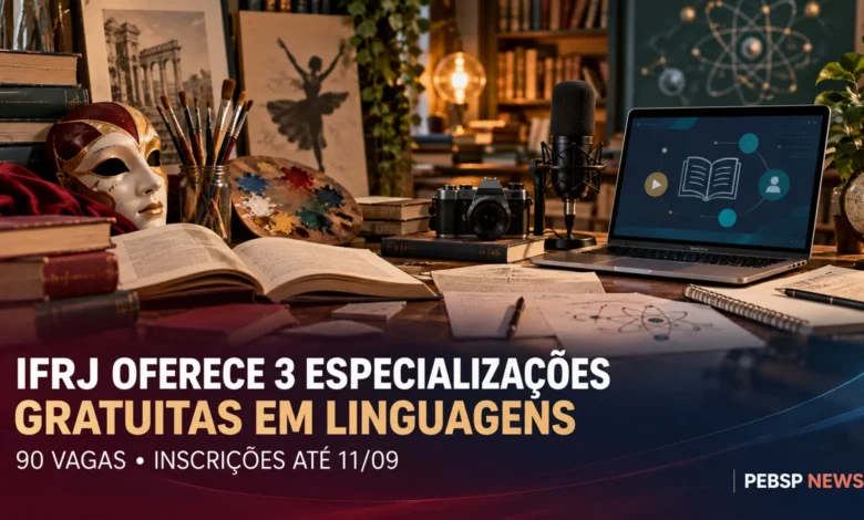 IFRJ oferece 90 vagas em especializações gratuitas de Linguagens, Artes e Divulgação Científica. Inscrições abertas até 11 de setembro. Veja os cursos.