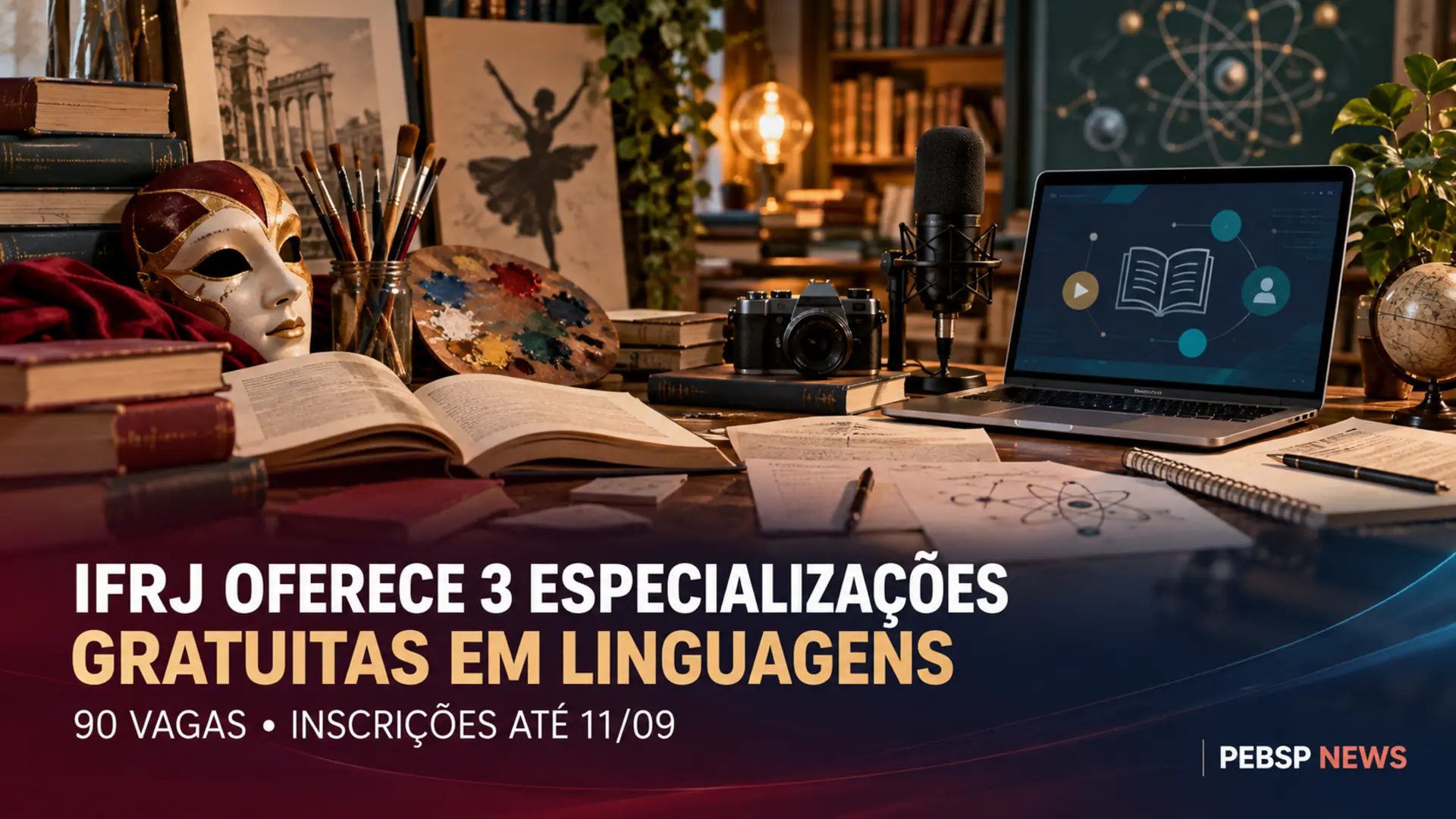 IFRJ oferece 90 vagas em especializações gratuitas de Linguagens, Artes e Divulgação Científica. Inscrições abertas até 11 de setembro. Veja os cursos.