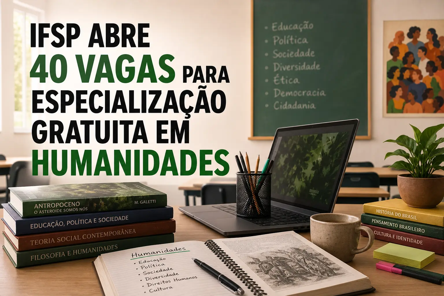 IFSP ABRE 40 VAGAS PARA ESPECIALIZAÇÃO GRATUITA EM HUMANIDADES
