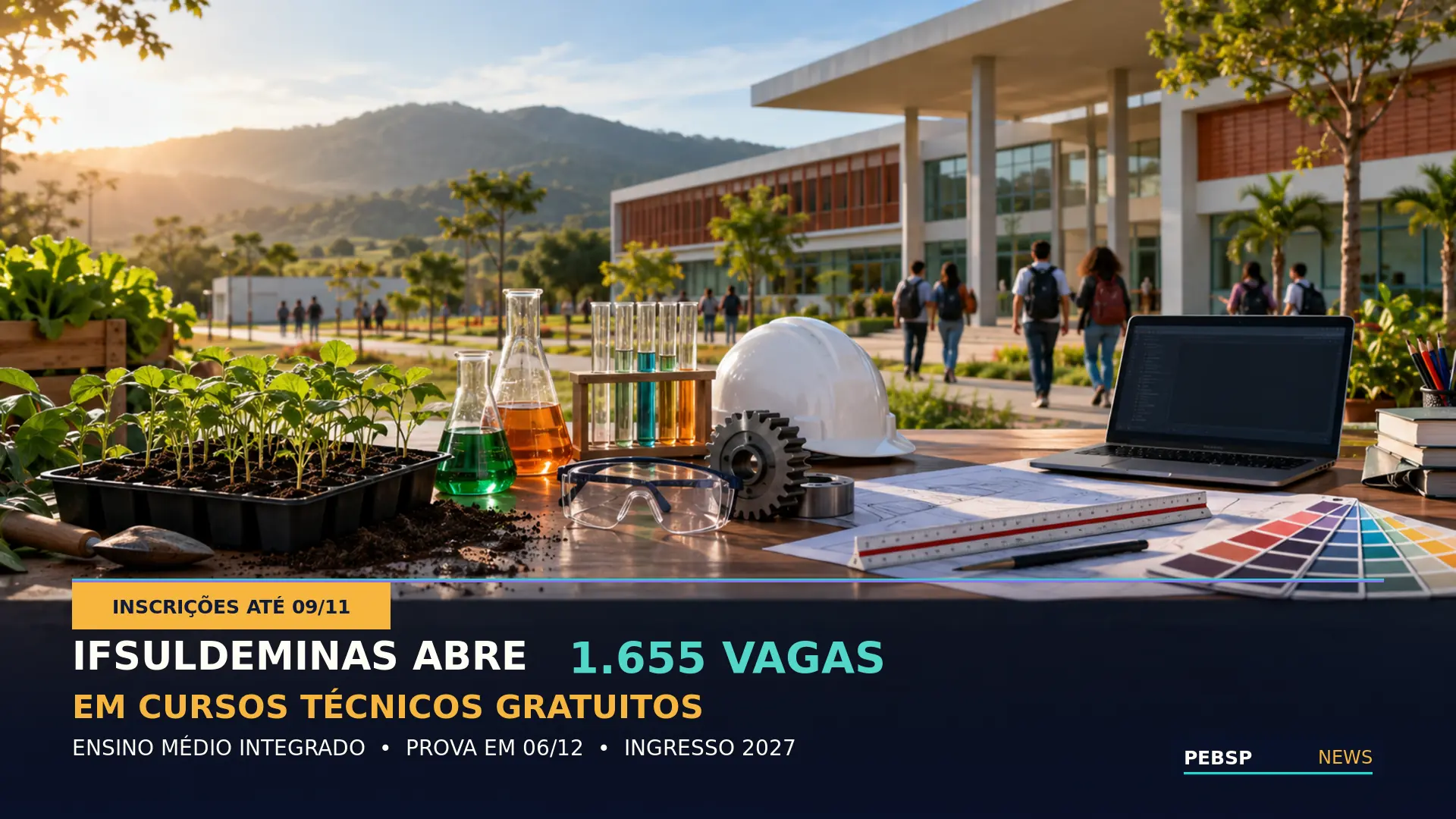 IFSULDEMINAS abre centenas de vagas em cursos técnicos integrados ao ensino médio para 2027. Inscrições abertas para 10 polos diferentes.
