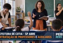 Cotia abre 72 vagas para professores e auxiliares sem prova. Veja salários, requisitos, análise de títulos e como se inscrever até 20 de setembro.