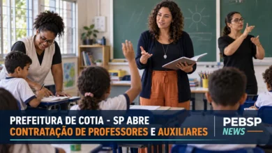 Cotia abre 72 vagas para professores e auxiliares sem prova. Veja salários, requisitos, análise de títulos e como se inscrever até 20 de setembro.