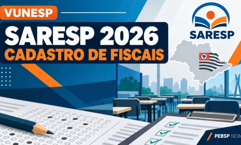 Vunesp abre cadastro para fiscais do Saresp em todo o estado de São Paulo, com R$ 80 por período em 2026. Veja requisitos e como participar.