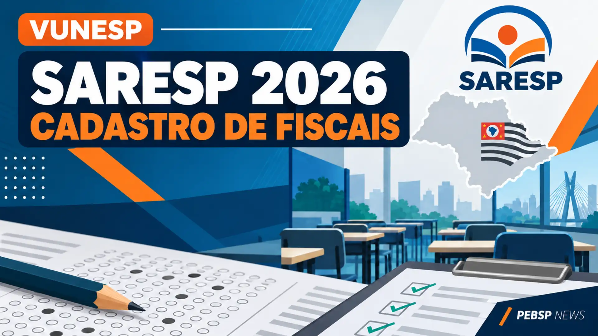 Vunesp abre cadastro para fiscais do Saresp em todo o estado de São Paulo, com R$ 80 por período em 2026. Veja requisitos e como participar.