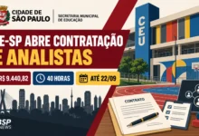 SME-SP abre cadastro para Educação Física nos CEUs, com remuneração mensal de R$ 9.440,82. Inscrições on-line vão de 17 até 22 de setembro de 2026.