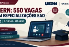 Oportunidade de Pós-Graduação gratuita: A UERN em parceria com a UAB abre inscrições para 3 cursos de especialização a distância. Confira!
