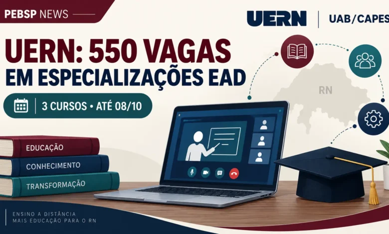 Oportunidade de Pós-Graduação gratuita: A UERN em parceria com a UAB abre inscrições para 3 cursos de especialização a distância. Confira!
