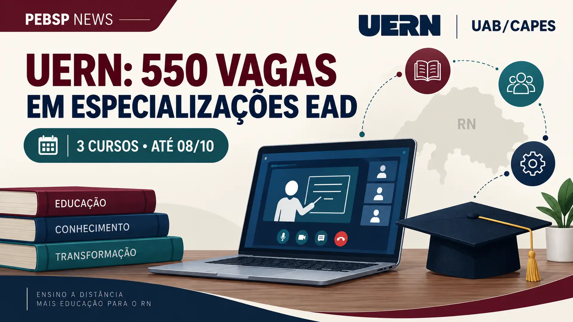 Oportunidade de Pós-Graduação gratuita: A UERN em parceria com a UAB abre inscrições para 3 cursos de especialização a distância. Confira!