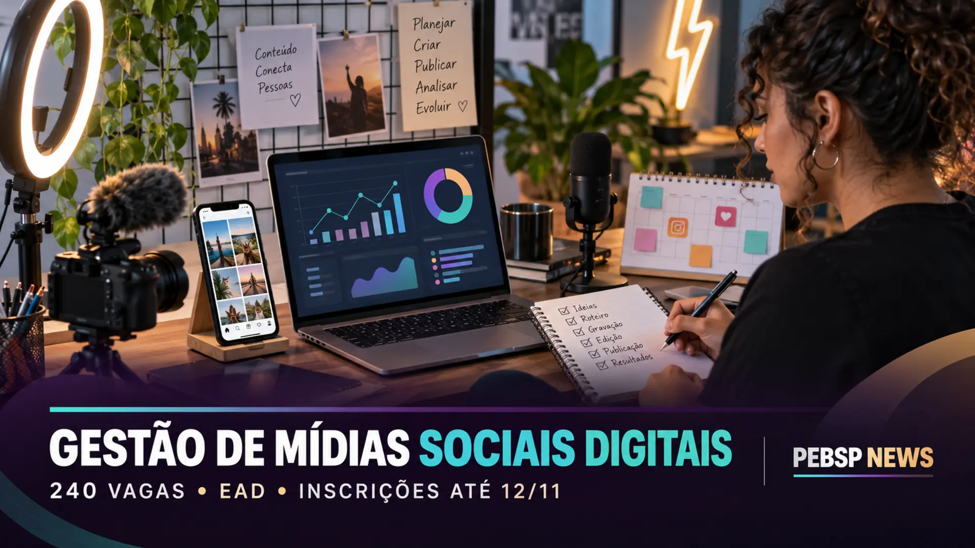 Gestão de Mídias Sociais Digitais UFMS: 240 vagas EaD gratuitas em 2027. Inscrições até nov/2026. Veja vagas, polos e cronograma da seleção.