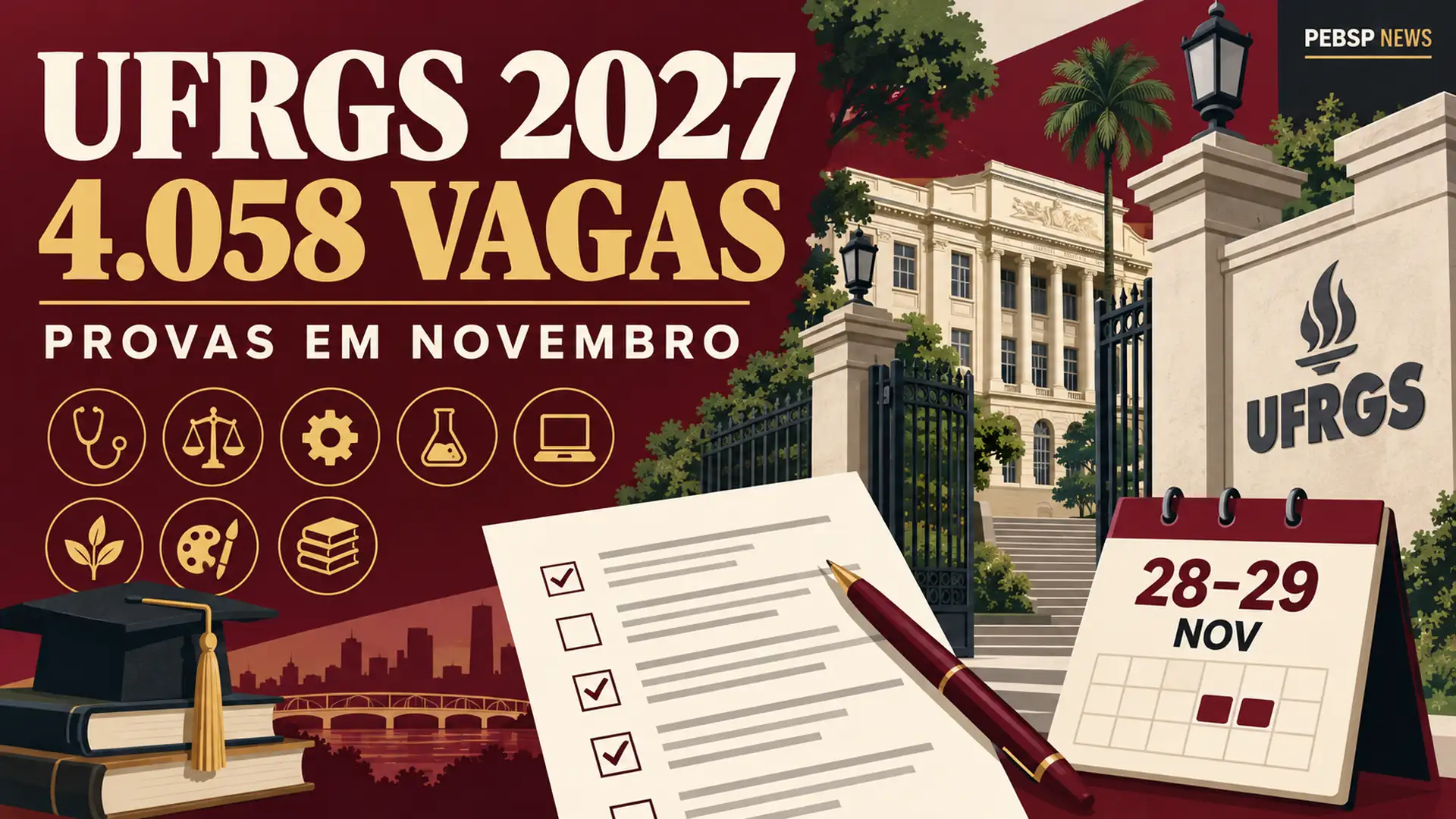 Confira o edital completo do Vestibular UFRGS 2027. São 4.058 vagas em cursos de graduação gratuitos em diversas áreas. Inscrições até 21/09.