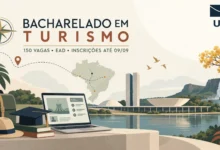 UnB abre 150 vagas em Bacharelado de Turismo a distância em 6 polos (AC, BA, GO). Seleção pelo Enem. Inscrições até 9 de setembro de 2026.