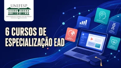 Unifesp oferece 1.200 vagas em seis especializações gratuitas EAD. Inscrições até 20 de setembro de 2026; confira cursos, requisitos e como participar.