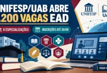 UNIFESP/UAB abre 1.200 vagas gratuitas em 6 especializações EaD: Áfricas, Bullying, Direitos Humanos, Saúde, Literaturas e Drogas. Inscrições até 20/09.