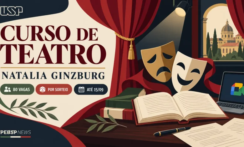 USP abre 80 vagas no curso sobre o teatro de Natalia Ginzburg, com sorteio de vagas. Inscrições terminam nesta terça, 15 de setembro, no Sistema Apolo.